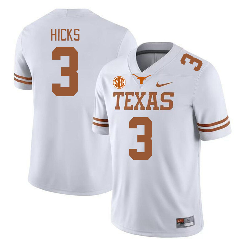 # 3 Jordan Hicks Texas Longhorns Jerseys Football Stitched-White